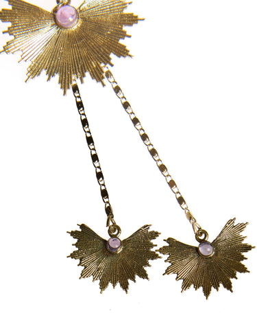 PALM GOLD AMETHYST EARRINGS
