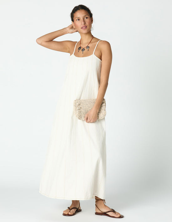 WHITE DENIM PANELLED DRESS
