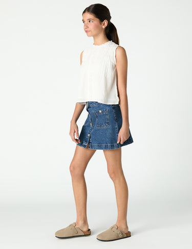 WHITE GATHERED TOP