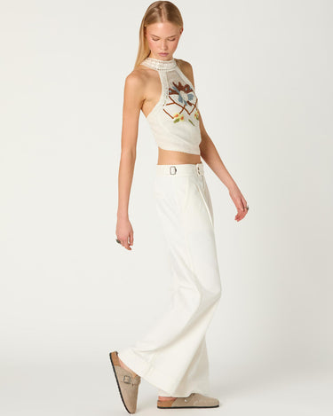 EMBROIDERED MESH TOP