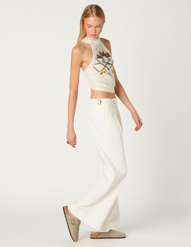 EMBROIDERED MESH TOP
