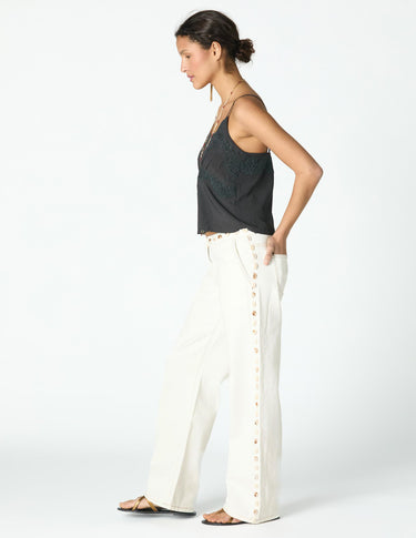 EMBROIDERED ANTHRACITE STRAP TOP