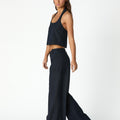 NAVY PINSTRIPE BUTTON-WAIST TROUSERS