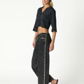 GRAY PEARL BUTTON DENIM
