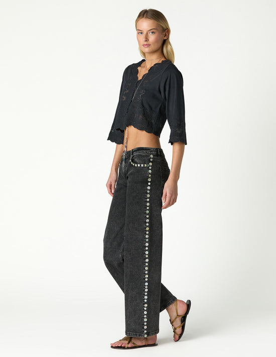DENIM BOTONES NÁCAR GRIS