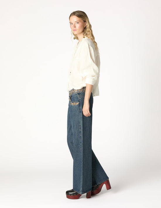 PANTALÓN BORDADO CINTURILLA BLUE