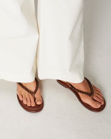 BROWN BEADED SANDAL