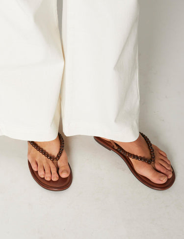 BROWN BEADED SANDAL