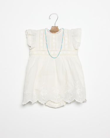 EMBROIDERED ECRU DRESS