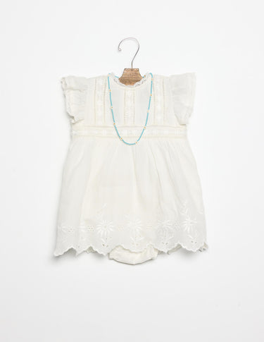 EMBROIDERED ECRU DRESS