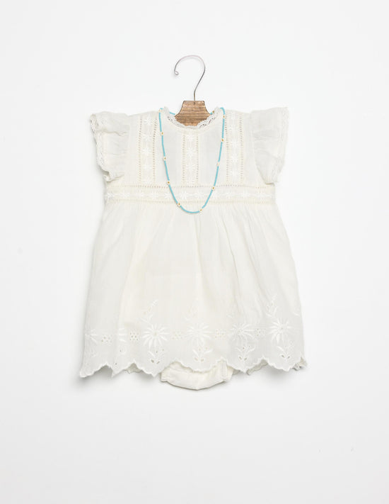EMBROIDERED ECRU DRESS