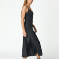 BLACK MIDI SLIP DRESS