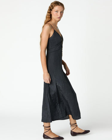 BLACK MIDI SLIP DRESS