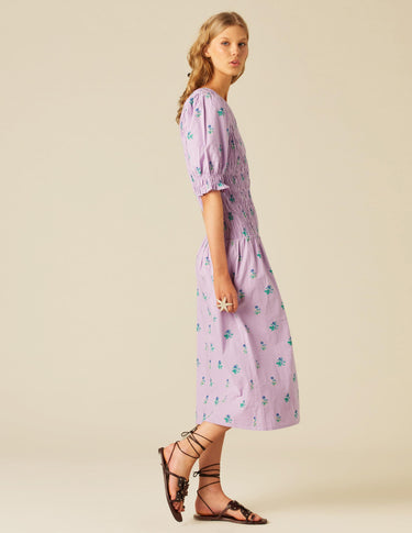 LILAC RUFFLED FLORAL DRESS