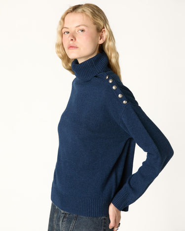 MIDNIGHT BUTTON TURTLENECK SWEATER