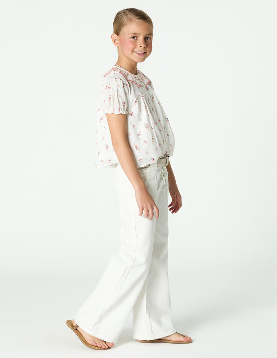 WHITE DENIM TROUSERS WITH POCKETS
