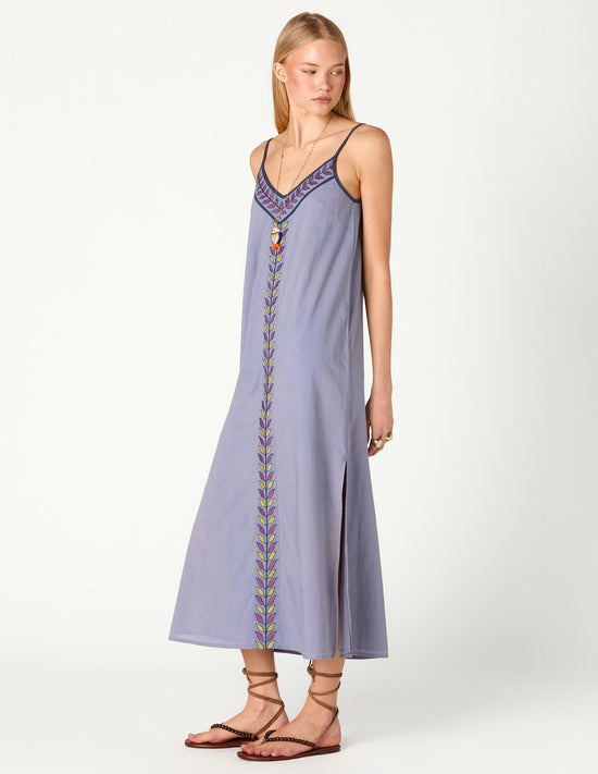 EMBROIDERED LEAVES DRESS