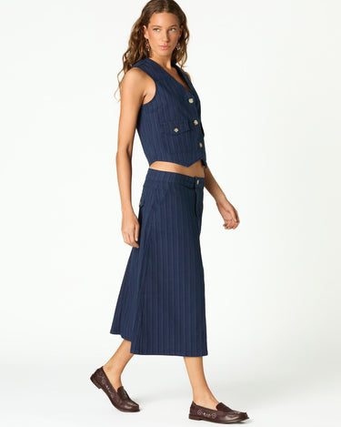 BLUE STRIPED DENIM VEST