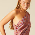 VESTIDO ASIMETRICO MULTICOLOR NARANJA