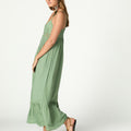 GATHERED STRAPPY DRESS GREEN