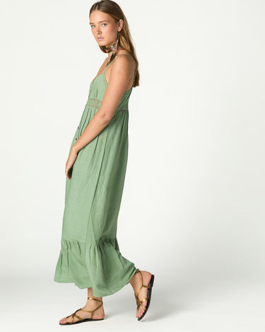 GATHERED STRAPPY DRESS GREEN