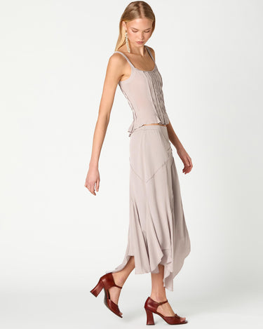 LIGHT GRAY PLEATED STRAP TOP