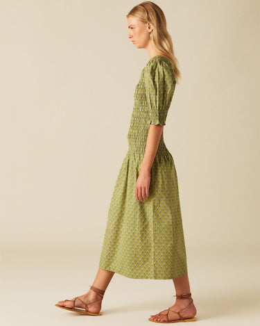 VESTIDO FRUNCES BUTI HOJA VERDE
