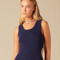 BLUE HEATHERED RIBBED DRESS
