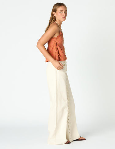 ORANGE BUTI STRAP TOP