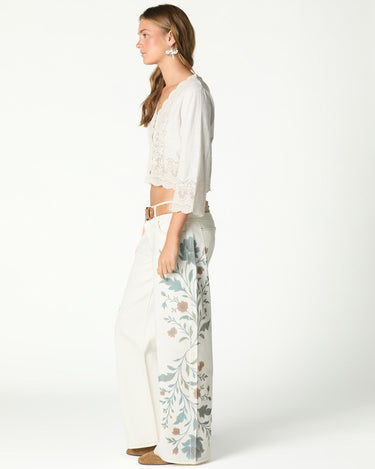 LACE BUTTON-UP SHIRT IN ECRU