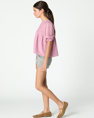 LANTERN SLEEVE GATHERED SHIRT PINK