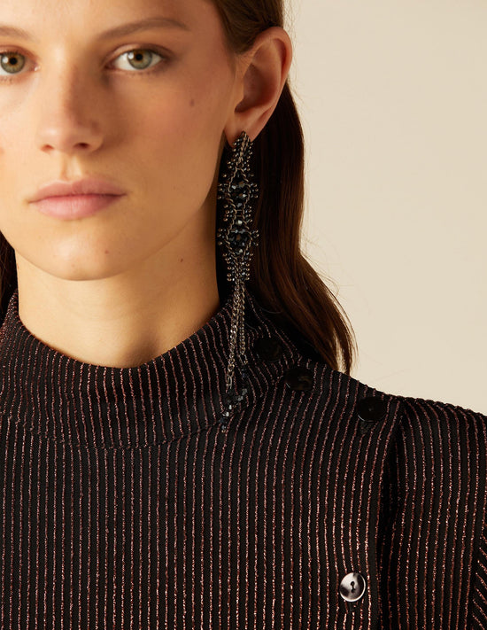 ANTHRACITE RHOMBUS BEAD EARRING