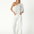 RAW ASYMMETRICAL EMBROIDERED TOP