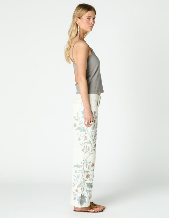 WHITE PRINT DENIM PANT