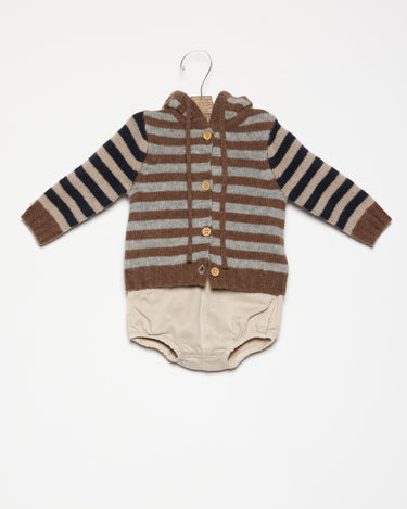 BROWN STRIPED KNIT JACKET