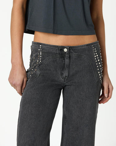 ANTHRACITE PAISLEY DENIM PANTS