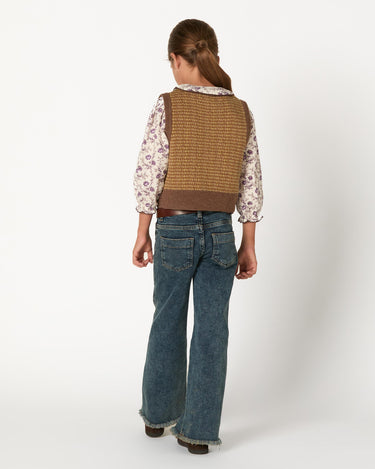BROWN KNIT MIX VEST
