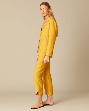 YELLOW SIDE SLIT TROUSERS