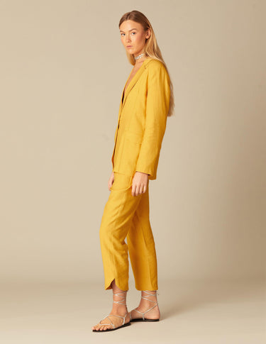 YELLOW SIDE SLIT TROUSERS