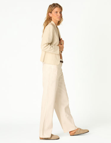 WHITE HIGH-WAIST DENIM PANTS