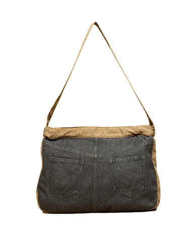 ANTHRACITE DENIM BAG WITH CONTRAST STRAP