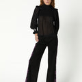 BLACK DENIM EMBROIDERED BERRY