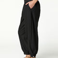 BLACK STUDDED HAREM TROUSERS