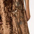 BROWN EMBROIDERED VELVET DRESS