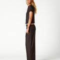 PANTALON PLIEGUE RAYA MARRON