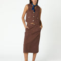 BROWN STRIPED DENIM VEST