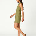 KHAKI STUDDED MIDI DRESS