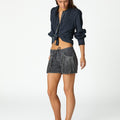 SHORT FRINGED DENIM ANTHRACITE