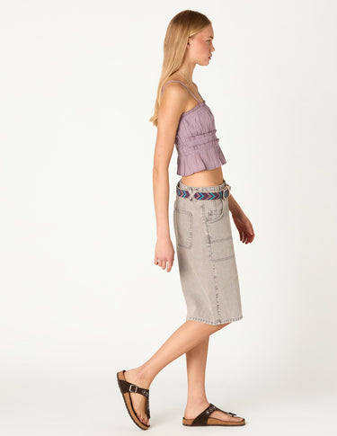 LIGHT GREY DENIM SHORTS