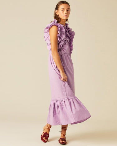 VESTIDO VOLANTES LILA